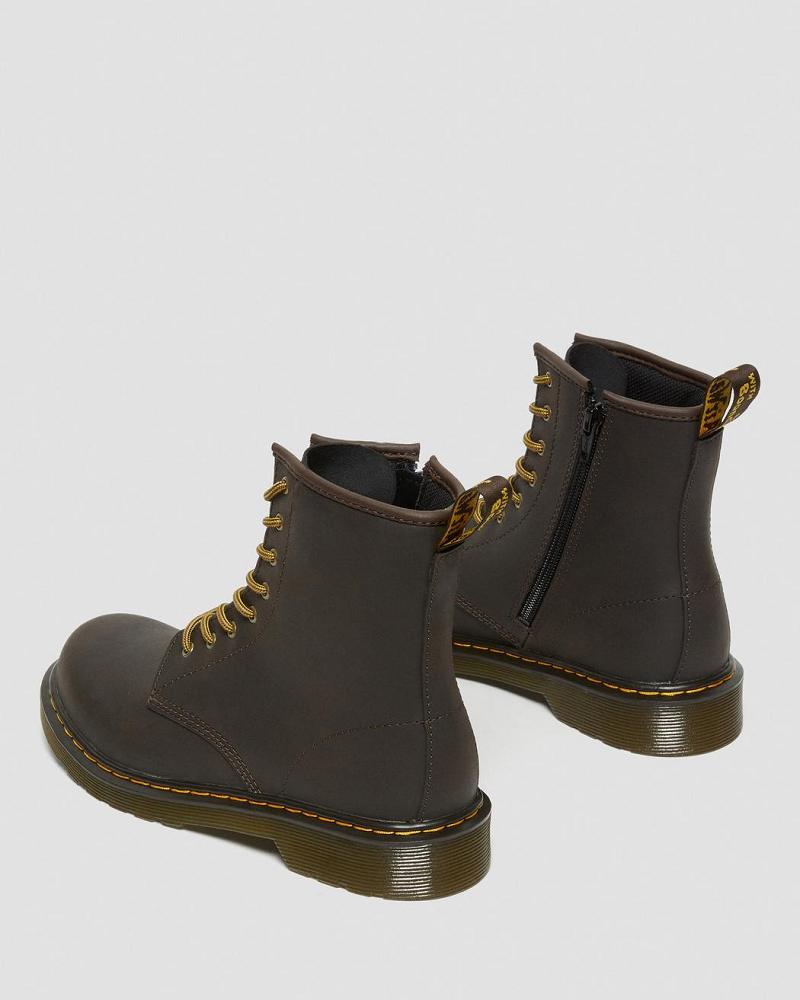 Dr Martens Youth 1460 Wildhorse Leren Veterlaarzen Kinderen Donkerbruin | NL 10EBC